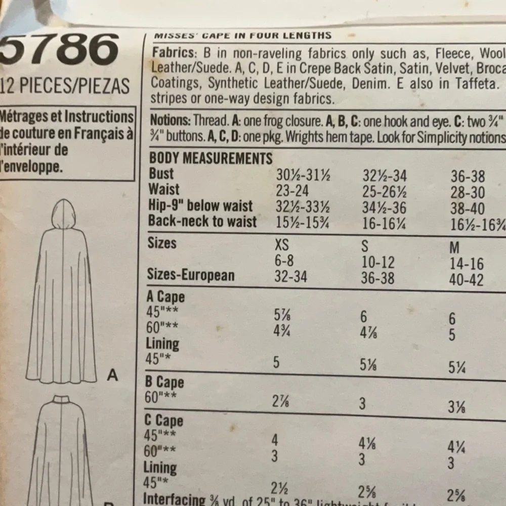 Simplicity 5786 misses’